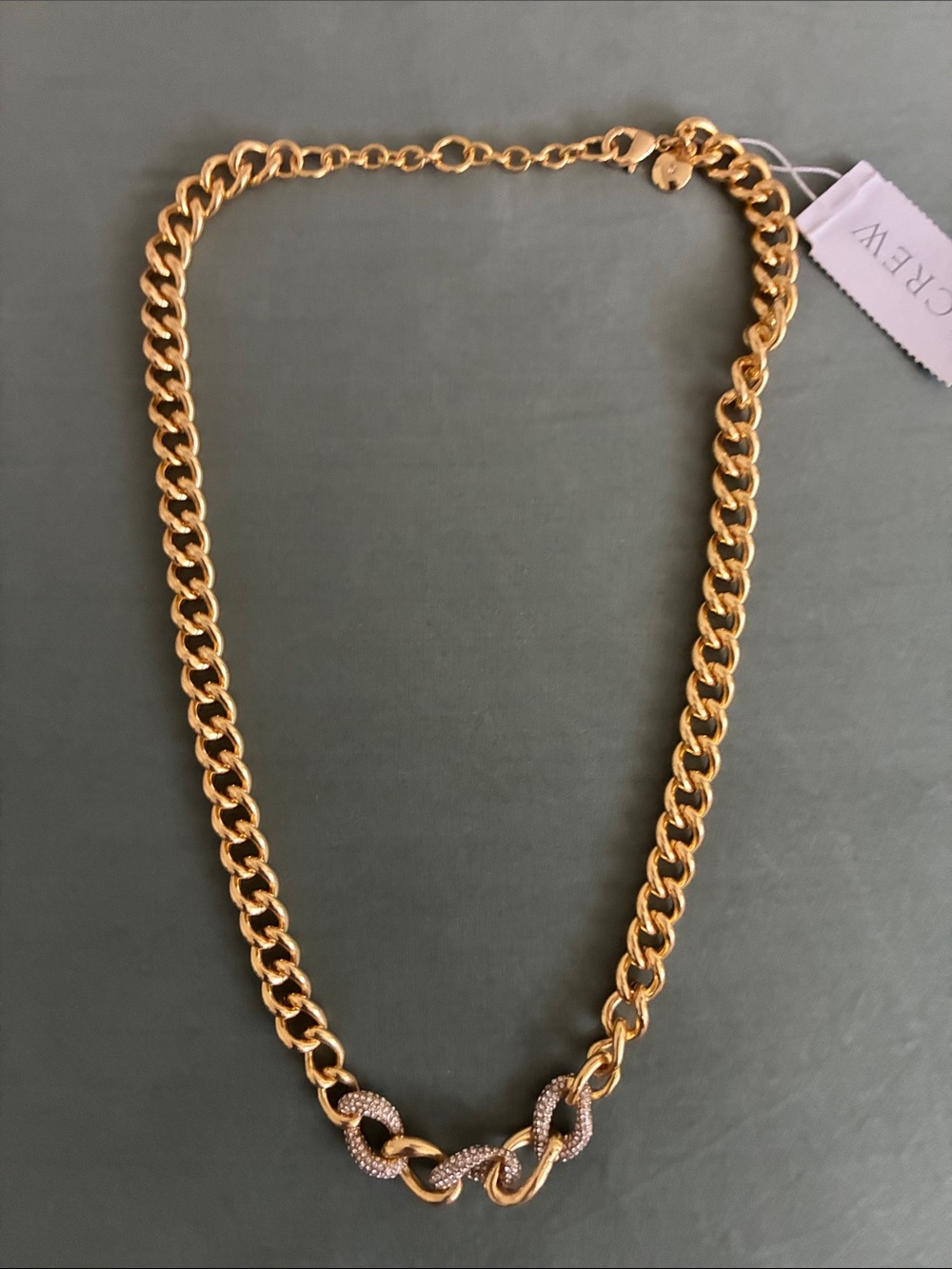 J.Crew new chunky Chain Necklace with Pave Crystal Links